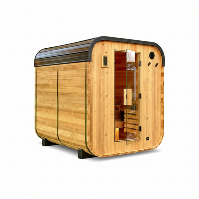 Lennon 6-Person Outdoor Cedar Traditional Wet/Dry Cube Sauna with 9Kw Electric Heater, Wi-Fi Control, LED Lights