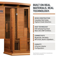 Infrared Saunas 4 - Person Indoor Bluetooth Compatible FAR Infrared Sauna in Cedar — Results & Stats