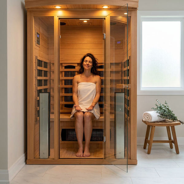 Indoor Infrared Sauna Built for Home Wellness, 4 Person Cedar, FAR Infrared Technology, Bluetooth Compatible